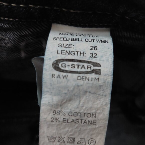 G-Star 3301 Speed Bell Cut Flare Trash Wash Blue Denim Jeans Sz 26 x 35 NWT - Picture 9 of 10
